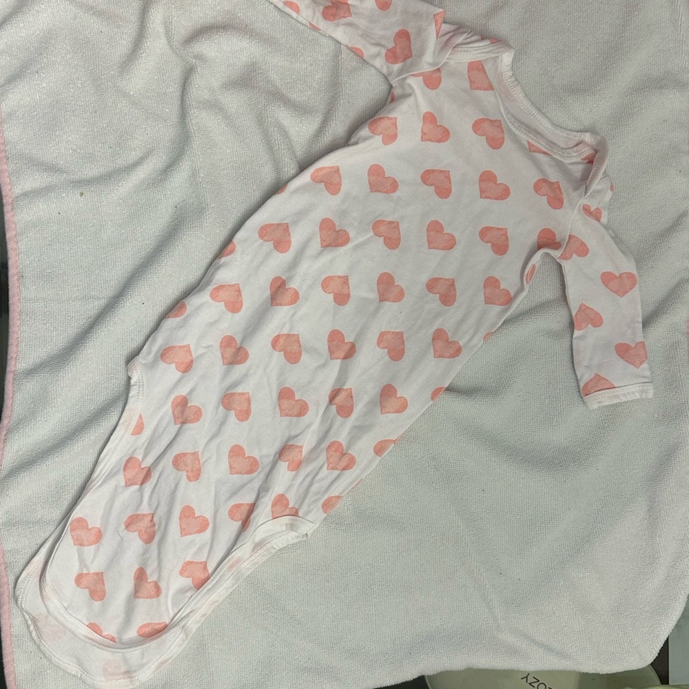 Baby Essentials White and Pink Sleep Sacks with Heart Pattern